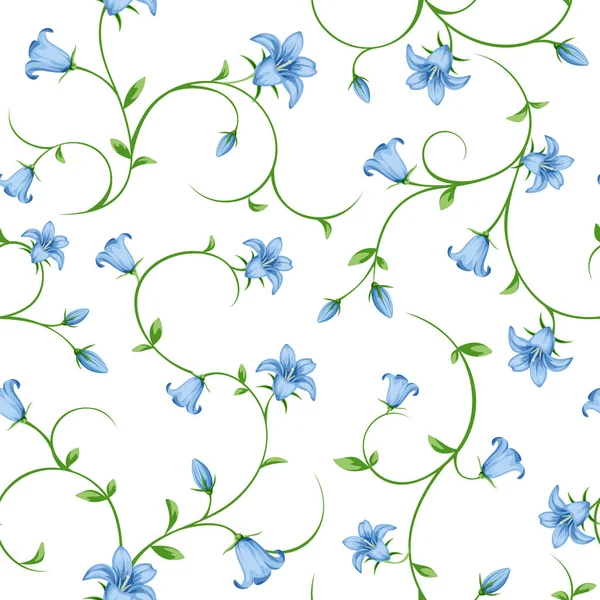 Padrão Sem Costura Vetorial Com Pequenas Flores Azuis Bluebell Branco — Vetor de Stock