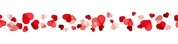 Vector San Valentín Fondo Horizontal Sin Costuras Con Corazones Rojos — Archivo Imágenes Vectoriales