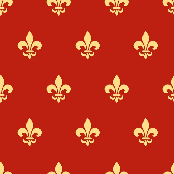 Vector Naadloos Patroon Met Gouden Fleur Lis Symbolen Rood — Stockvector