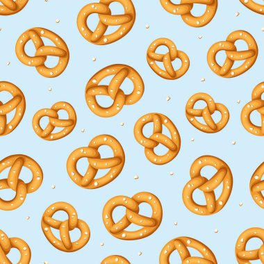 Mavi arkaplanda simit olan kusursuz vektör deseni.