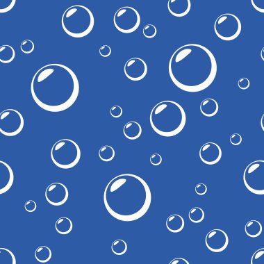 Mavi arkaplanda kabarcıklar olan kusursuz vektör arkaplanı.