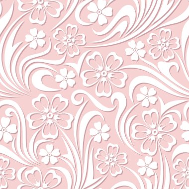 Vektör kusursuz pembe ve beyaz çiçek deseni.