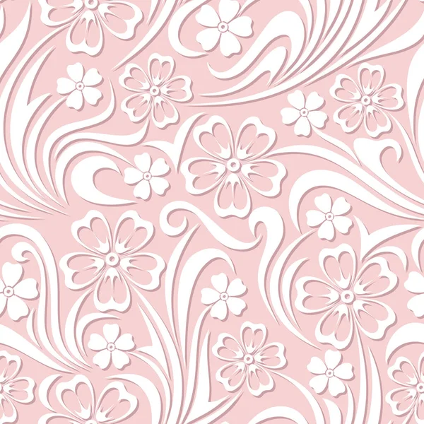 Patrón Floral Rosa Blanco Sin Costura Vectorial — Archivo Imágenes Vectoriales