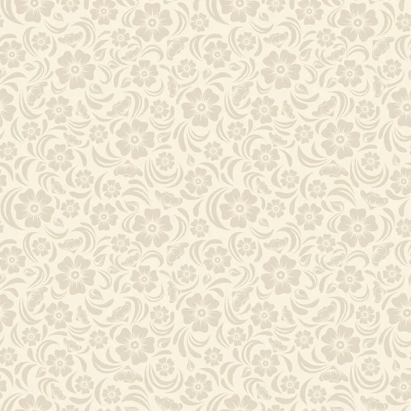 Patrón Floral Beige Sin Costura Vectorial — Vector de stock