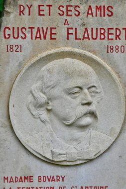 Ry, France - june 23 2016 : Gustave Flaubert stele clipart