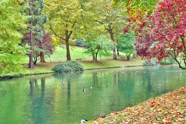 Poissy; Francja - 26 października 2016: malowniczy park Messonier — Zdjęcie stockowe