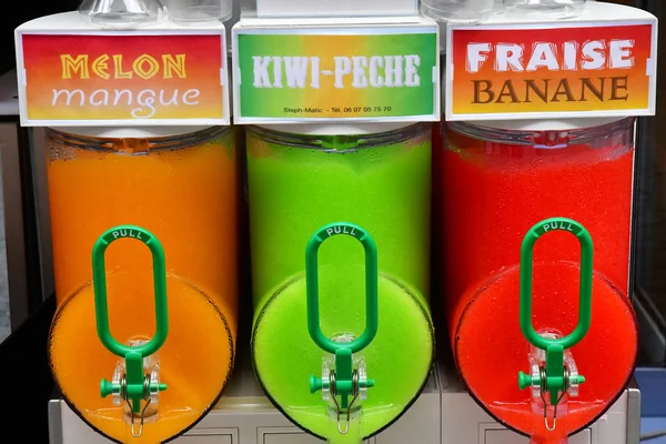 Strasbourg, France - july 22 2016 : iced drink distributor — Stock Photo, Image