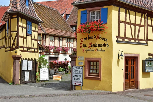 Eguisheim, Frankrijk - 23 juli-2016: historische dorp in de zomer — Stockfoto