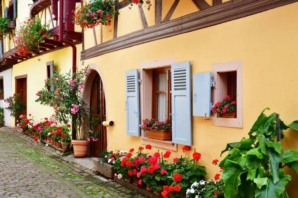 Eguisheim, Francia - 23 de julio de 2016: pueblo histórico en verano — Foto de Stock