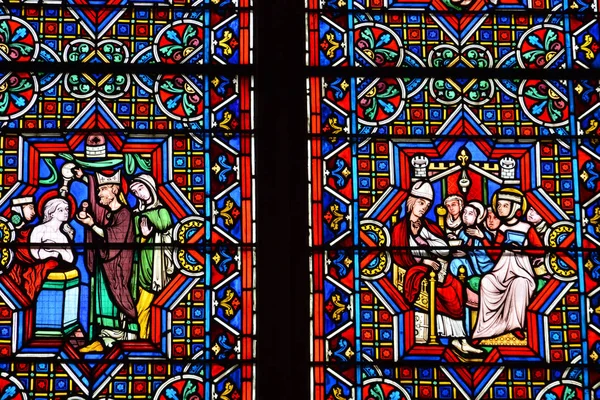 Bayeux France July 2017 Stained Glass Window Historical Cathedral — Stock Photo, Image