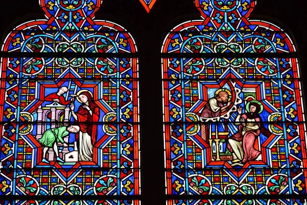 Bayeux France July 2017 Stained Glass Window Historical Cathedral — Stock Photo, Image