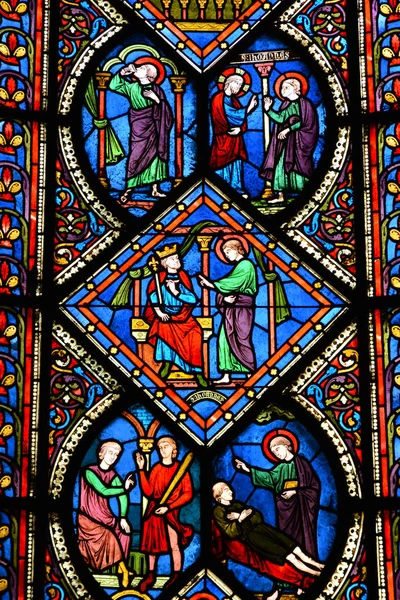 Кан Франция Июля 2017 Окно Церкви Святого Этьена — стоковое фото