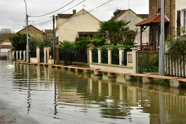 Les Mureaux France Janvier 2018 Montée Niveau Seine — Photo