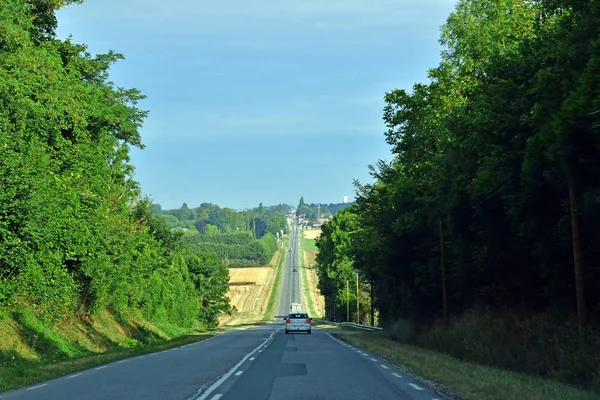 Les Thilliers en Vexin, France - August 8 2019: the D 6014 road — стокове фото