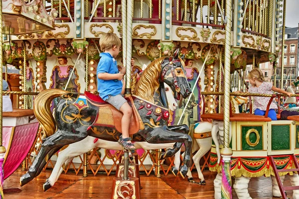 Honfleur France August 2016 Carousel Picturesque City — ストック写真