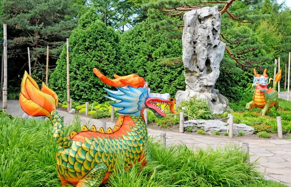 Montreal Quebec Canada Ιούνιος 2018 Δράκος Στον Κινεζικό Κήπο Στον — Φωτογραφία Αρχείου