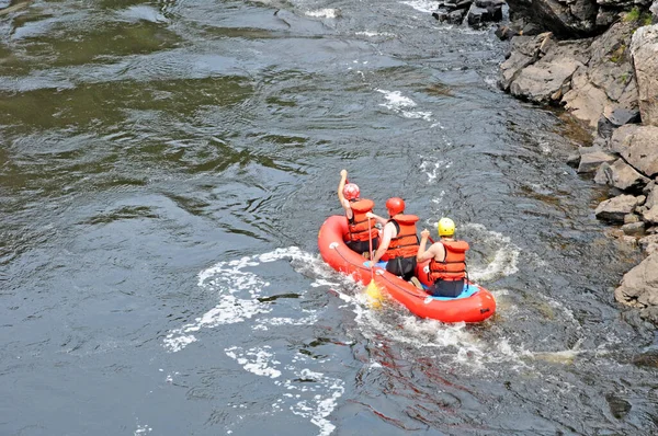 Québec Canada Juin 2018 Kayakistes Dans Parc Trou Fee Desbiens — Photo