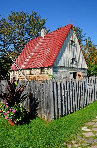 Quebec Canada June 2018 Historical Reenactrment Old Skin Trade House — Stock Photo, Image