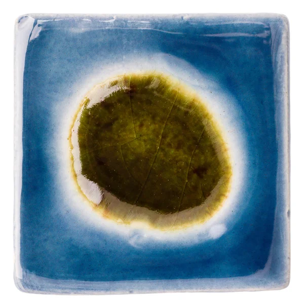 Handmade glazed ceramic tile — Stock Photo, Image