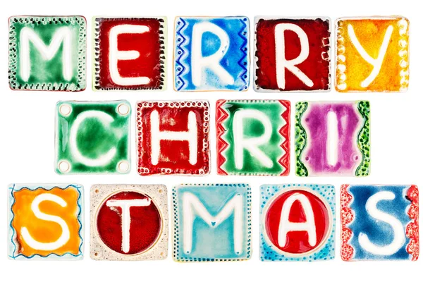 Words MERRY CHRISTMAS made from ceramic letters — Stock Photo, Image