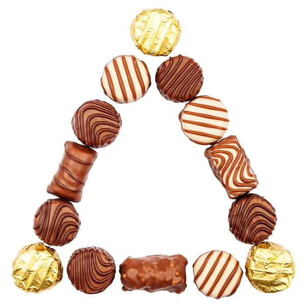 Trojúhelník z čokoládové bonbóny — Stock fotografie