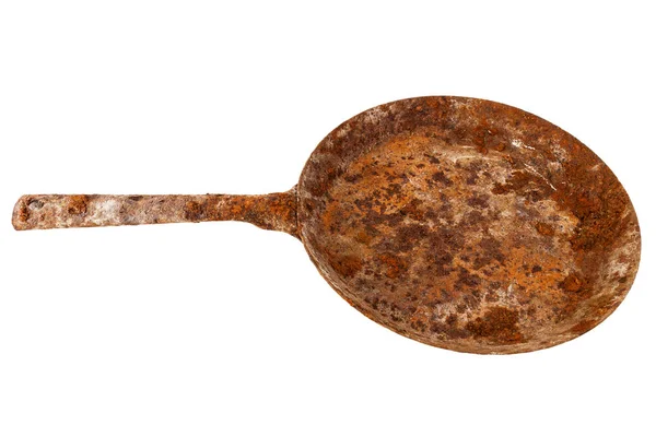 Винтажная ржавая чугунная сковорода — стоковое фото