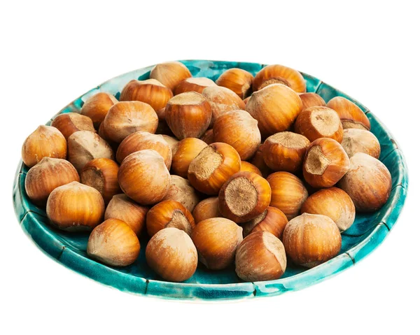 Plate of hazelnuts — Stock Photo, Image