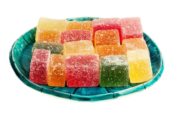 Tallrik av färgglada gelé godis — Stockfoto