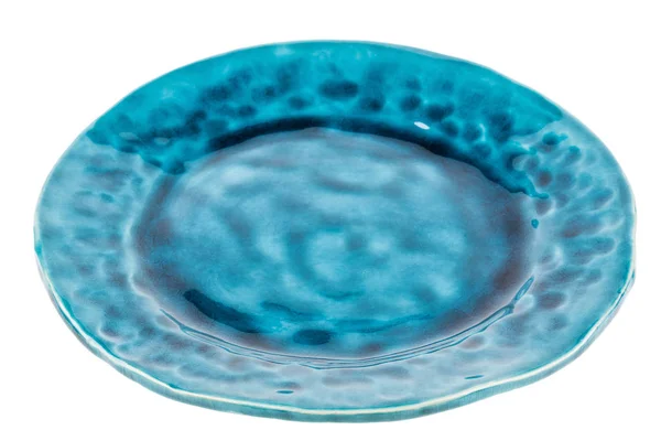 青色の手作り陶器プレート — ストック写真