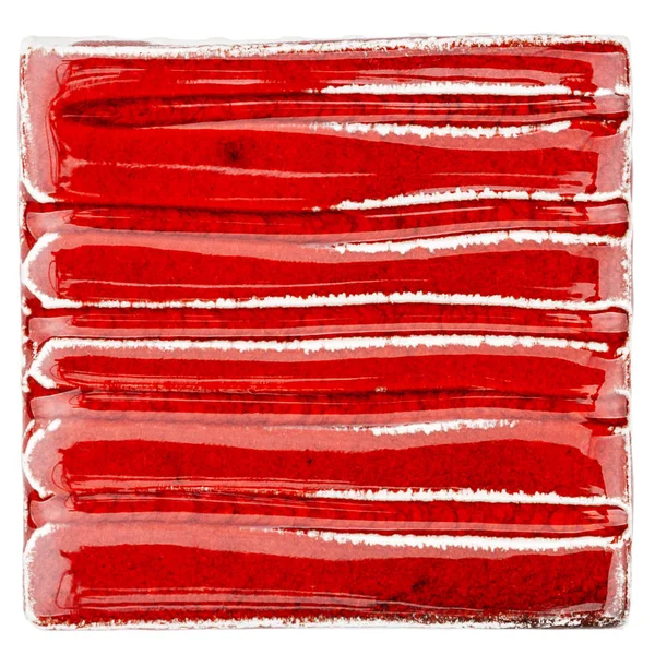 手工制作红色陶瓷釉面砖 — 图库照片