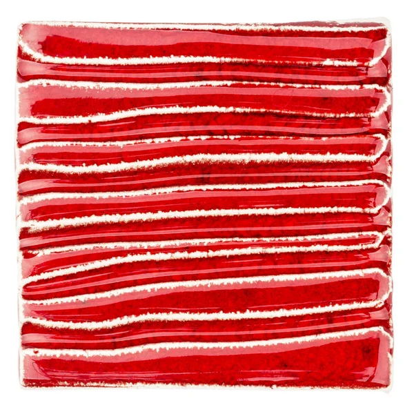 Azulejo de cerámica rojo esmaltado hecho a mano — Foto de Stock