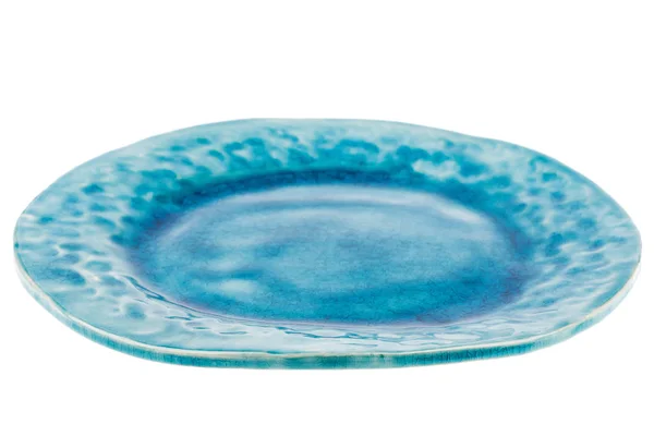 Piatto di ceramica fatto a mano blu — Foto Stock