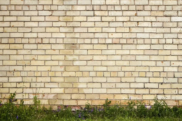 Gele bakstenen muur achtergrond — Stockfoto