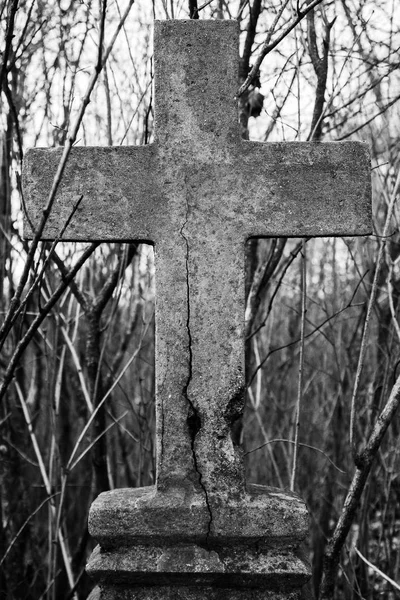 Velký kříž v katolické hřbitově Rasų ve Vilniusu, Litva — Stock fotografie