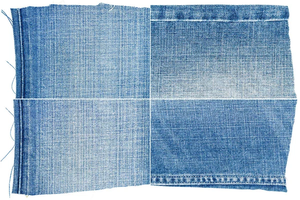 Samling av ljus blå jeans tyg texturer — Stockfoto