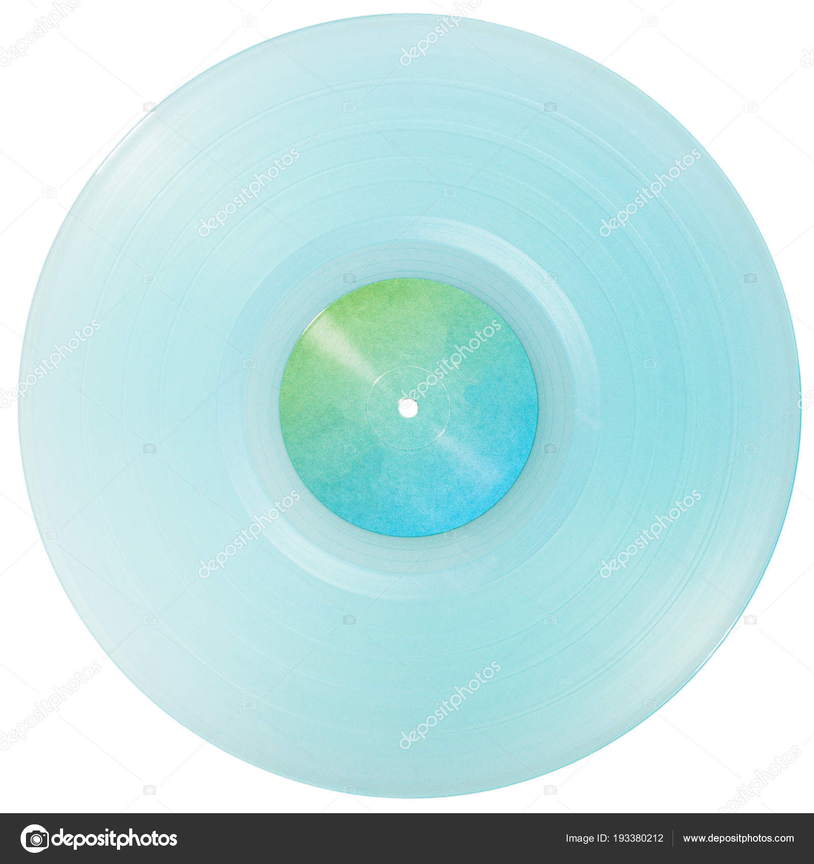 Cyan Transparent Vinyl Record Isolated On White Background Stock
