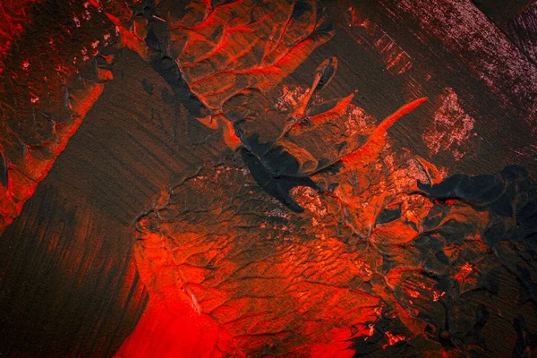 Preto e vermelho pintado à mão fundo acrílico — Fotografia de Stock