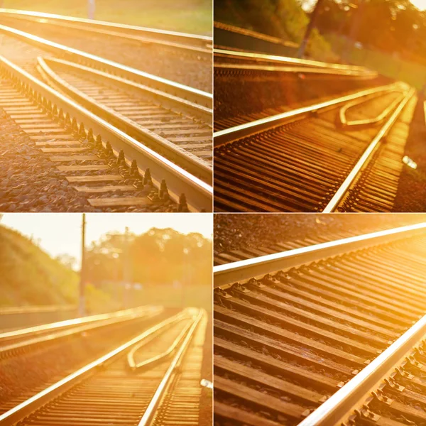 Collection of images with de focused railroad track — Stock Photo, Image