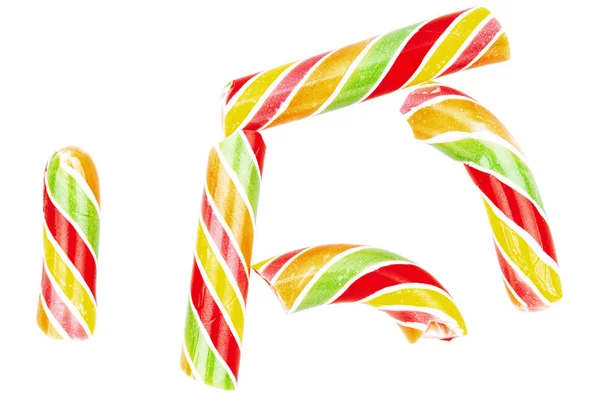 Tasty broken colorful striped candy cane — Stock Photo, Image