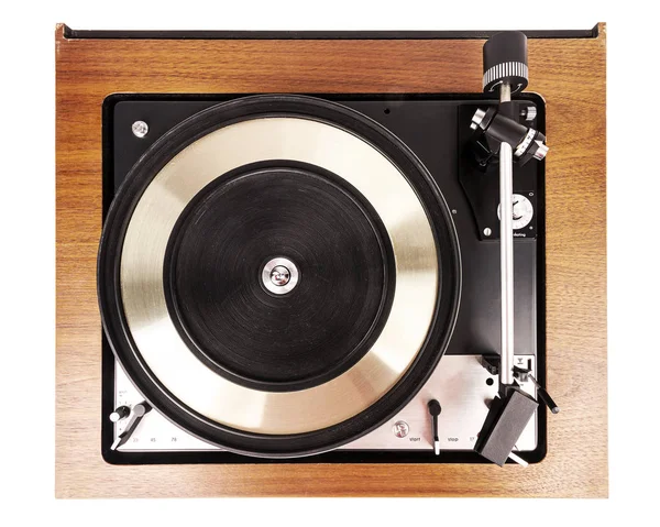 Vintage gira-discos de vinil player isolado em branco — Fotografia de Stock