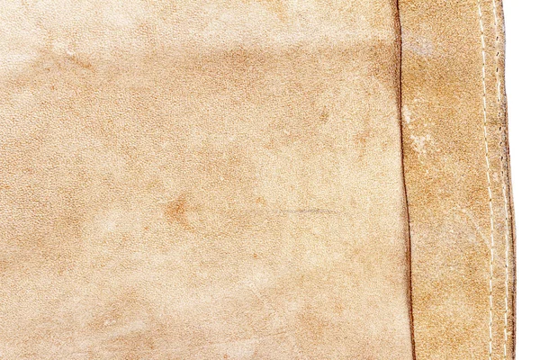 Piece of brown leather, back side — Stock Photo, Image