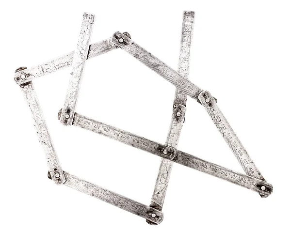 ヴィンテージ折りたたみグランジ鋼メーター定規 — ストック写真
