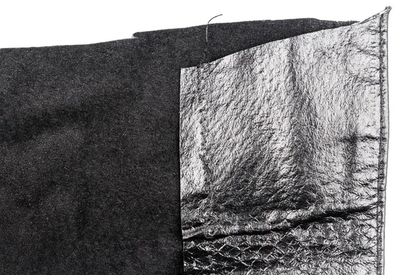 Piece of black leather, back side — Stock Photo, Image
