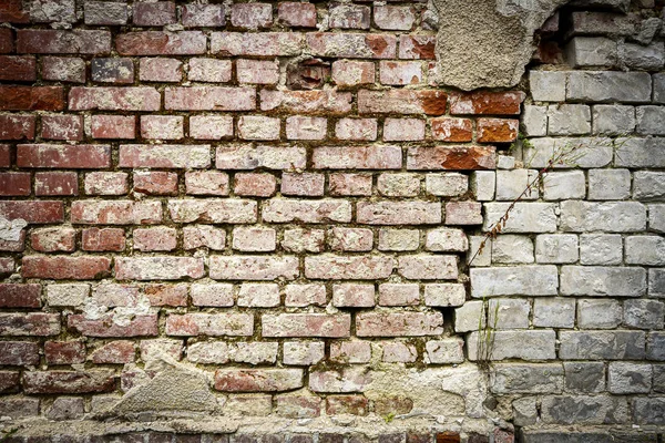 Eski tuğla ve alçı duvar dokusu arka planı — Stok fotoğraf