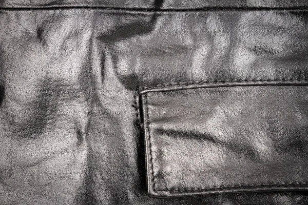 Crumpled Black Leather Texture Background Abstract Texture Leather Pocket — Stock Photo, Image