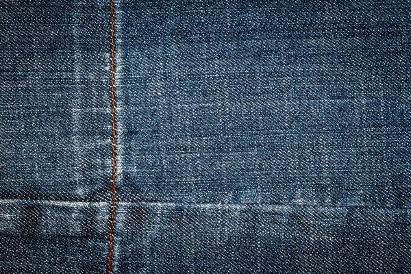 Textura Jeans Azul Escuro Fundo Tecido Ganga Com Uma Costura — Fotografia de Stock