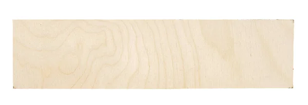 Rectangular Piece Birch Plywood Natural Texture Isolated White Background — Stock Photo, Image