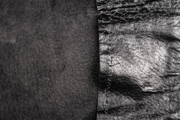 Fondo Textura Cuero Negro Arrugado Textura Abstracta Cuero Con Costura — Foto de Stock