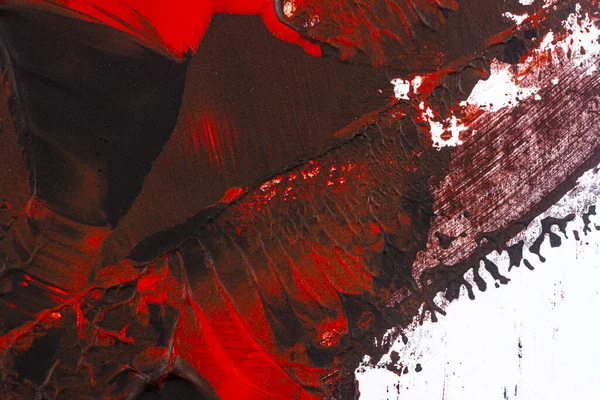 Fondo Acrílico Pintado Mano Negro Rojo Textura Acrílica Grunge Con —  Fotos de Stock