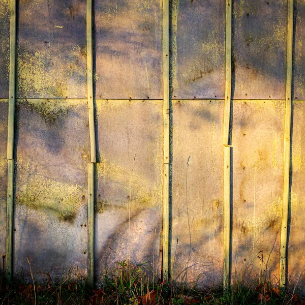 Vecchio Muro Legno Giallo Con Sole Sera Esso — Foto Stock